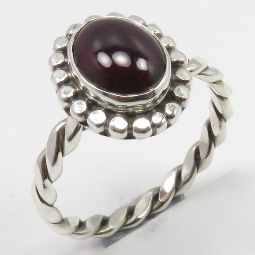 Inel Argint 925 cu Garnet Cabochon