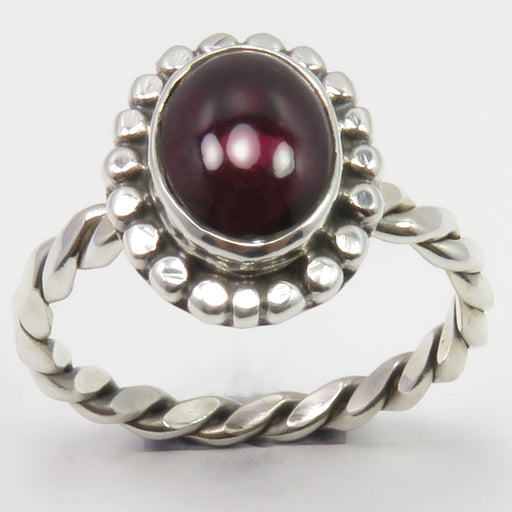 Inel Argint 925 cu Garnet Cabochon