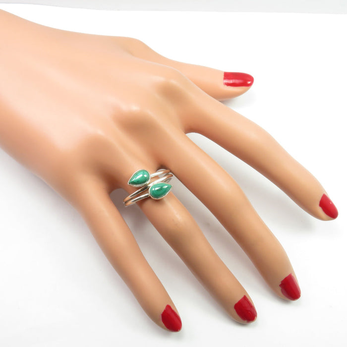 Inel Argint 925 cu Malachit Cabochon