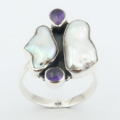 Inel Argint 925 cu Perla si Ametist