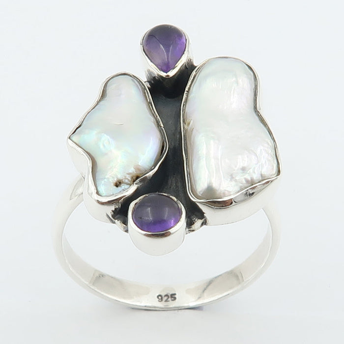 Inel Argint 925 cu Perla si Ametist