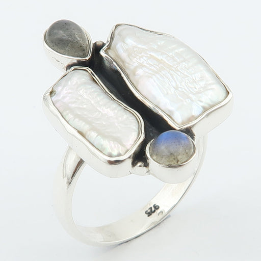 Inel Argint 925 cu Perla si Labradorit