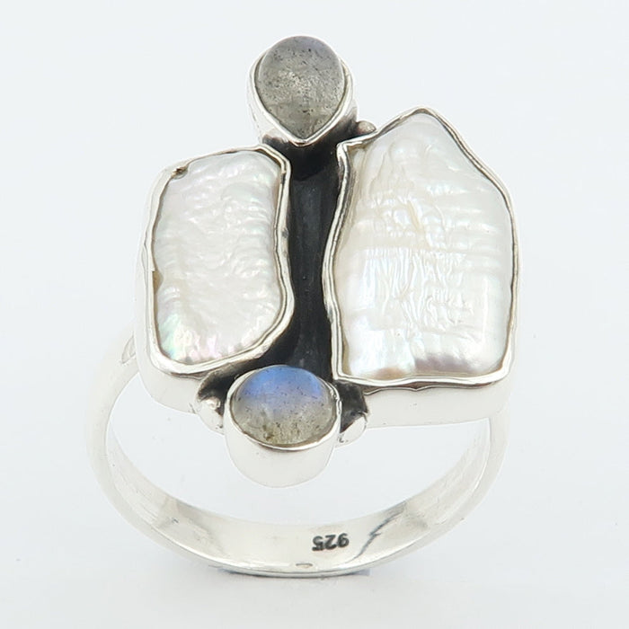 Inel Argint 925 cu Perla si Labradorit