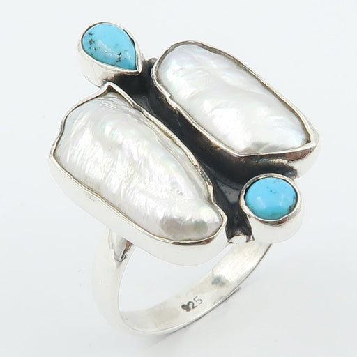 Inel Argint 925 cu Perla si Turcoaz