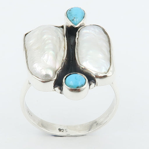 Inel Argint 925 cu Perla si Turcoaz