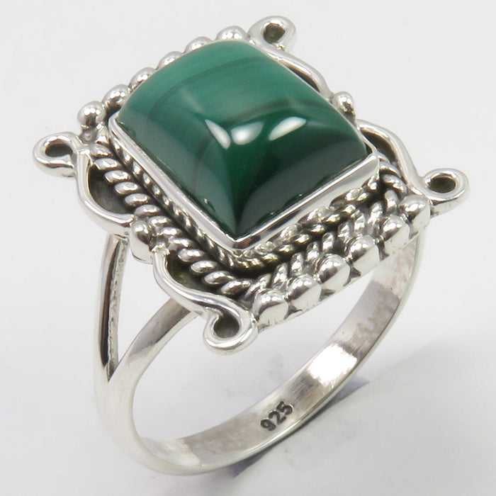 Inel Argint 925 cu Malachit Cabochon