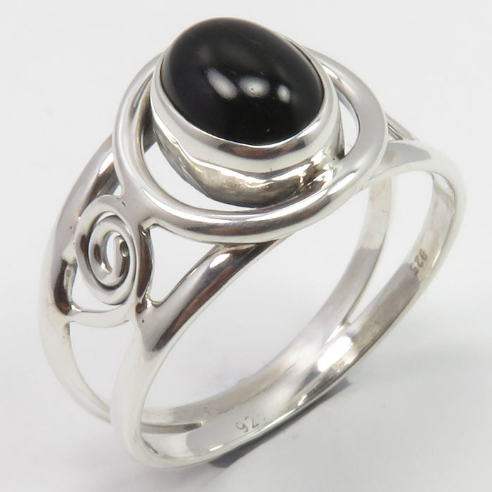 Inel Argint 925 cu Onix Negru Cabochon