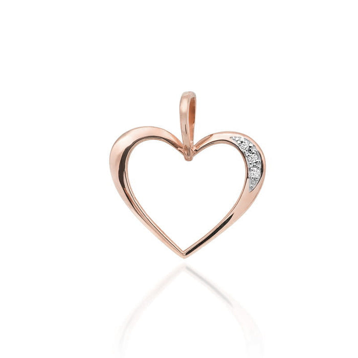 Pandantiv Inima Aur 14K cu Diamant 0.025 ct - Roz