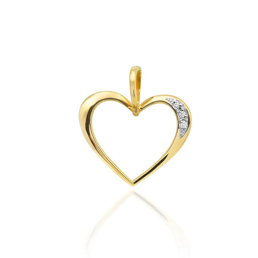 Pandantiv Inima Aur 14K cu Diamant 0.025 ct - Galben