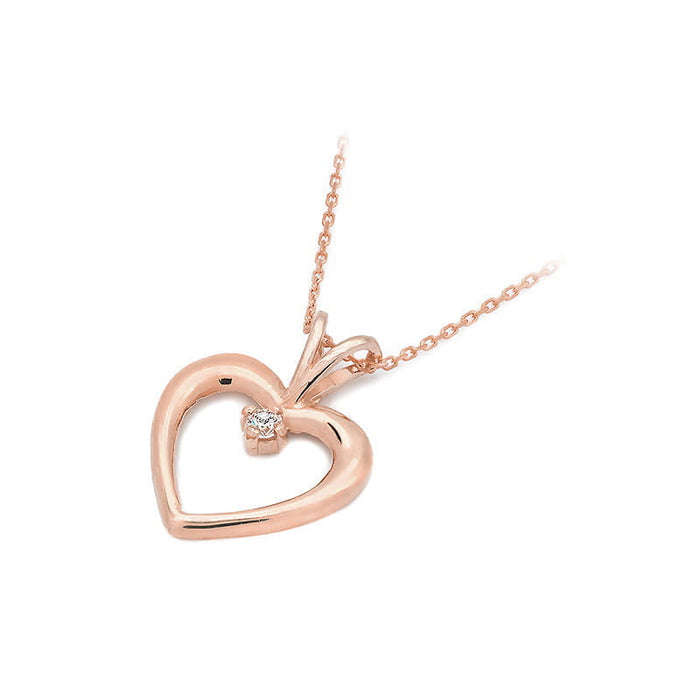 Pandantiv Inima Aur 14K cu Diamant Natural 0.04 ct