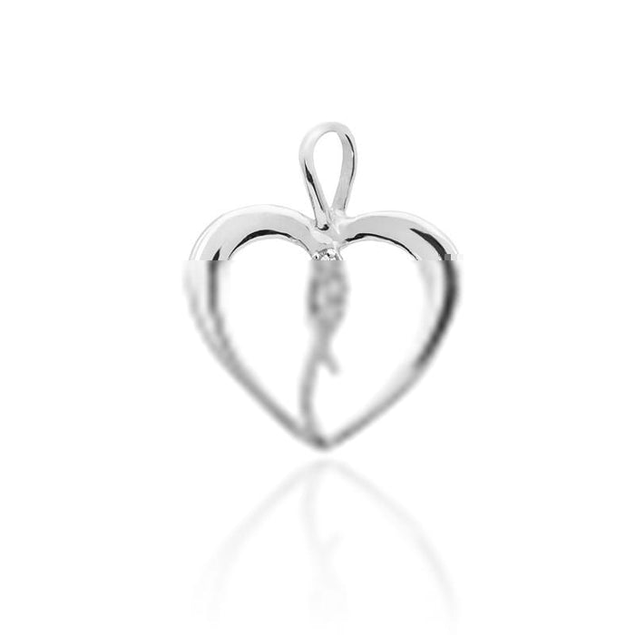 Pandantiv Inima Aur 14K cu Diamante 0.025 ct - Alb