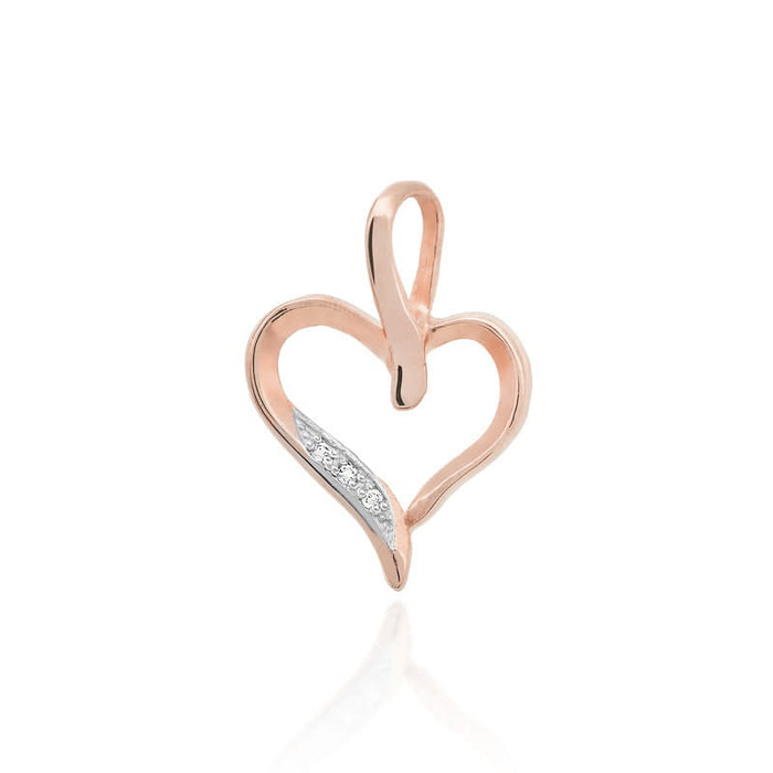 Pandantiv Inima Aur 14K cu Diamante 0.015 ct - Roz