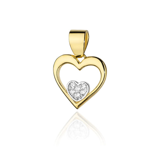 Pandantiv Inima Aur 14k cu Diamante 0.05 ct - Galben