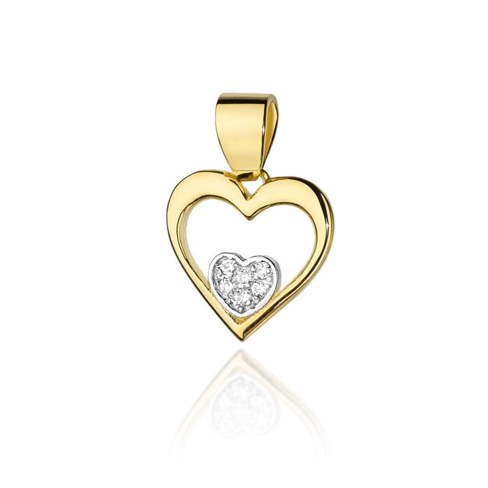 Pandantiv Inima Aur 14k cu Diamante 0.05 ct - Galben