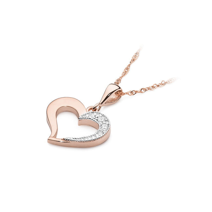 Pandantiv Inima Aur 14K cu Diamante Naturale 0.06 ct