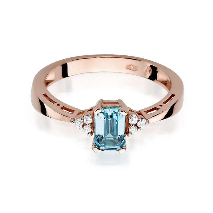 Inel Aur 14K cu Topaz Swiss 0.65 ct si Diamante Naturale 0.03 ct