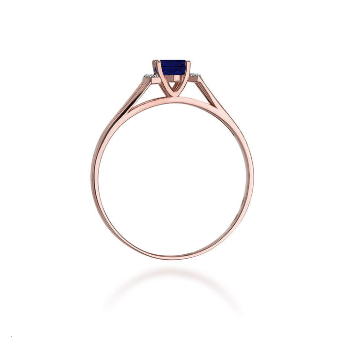 Inel Aur 14K cu Safir 0.70 ct si Diamante Naturale 0.05 ct
