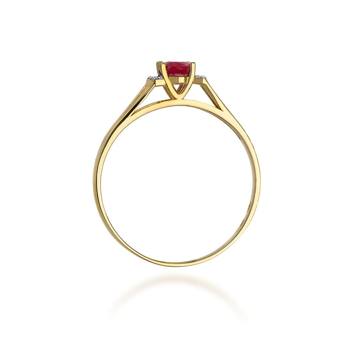Inel Aur 14K cu Garnet 0.50 ct si Diamante - Galben