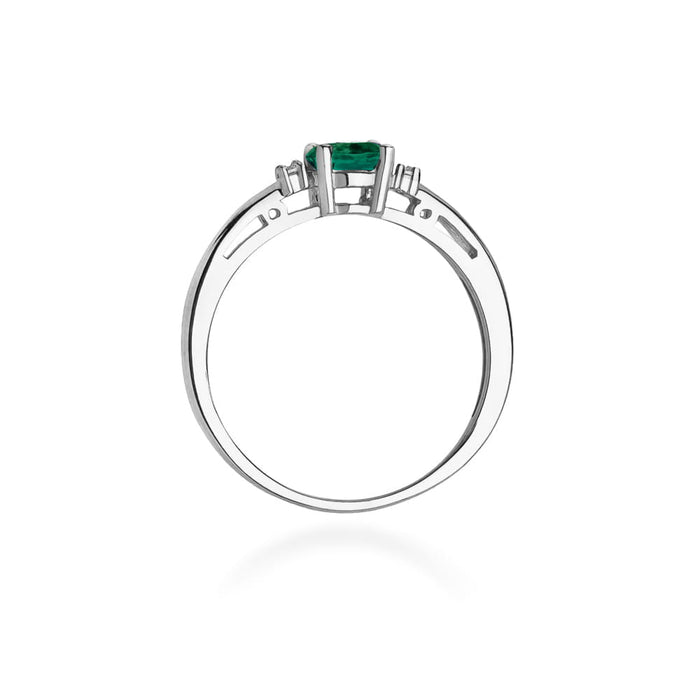 Inel Aur 14k cu Smarald 0.40 ct - Alb
