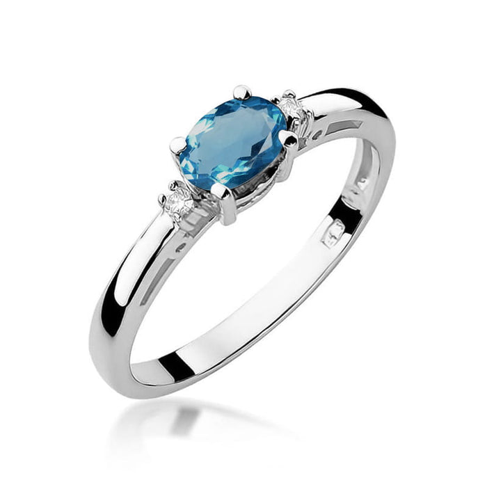Inel Aur 14K W006 Topaz London Blue 0.50ct