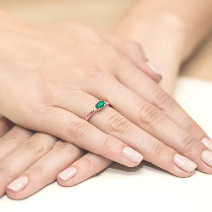 Inel Aur 14k cu Smarald 0.40 ct - Roz