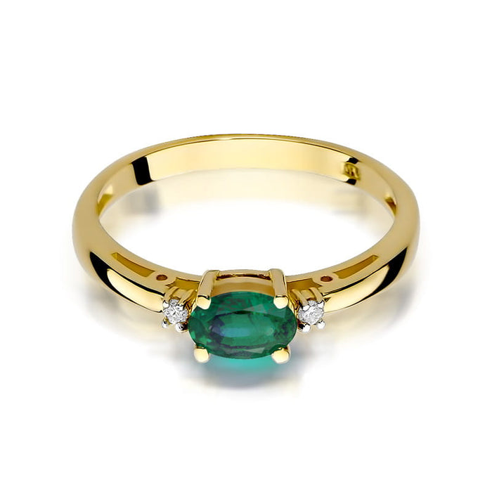 Inel Aur 14k cu Smarald 0.40 ct - Galben