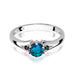 Inel Aur 14K cu Topaz London Blue 0.50 ct si Diamante Naturale Negre 0.03 ct