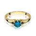 Inel Aur 14k cu Topaz London Blue 0.50 ct si  Diamante Naturale Negre 0.029 ct