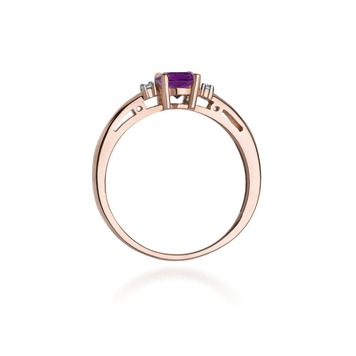 Inel Aur 14K cu Ametist 0.50 ct si Diamante Naturale 0.03 ct