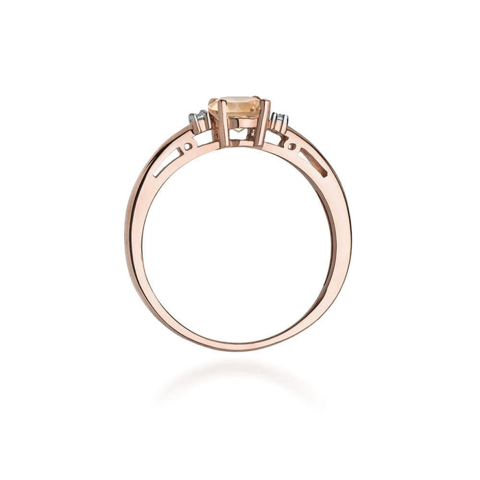 Inel Aur 14K cu Morganit 0.40 ct si Diamante Naturale Naturale 0.03 ct