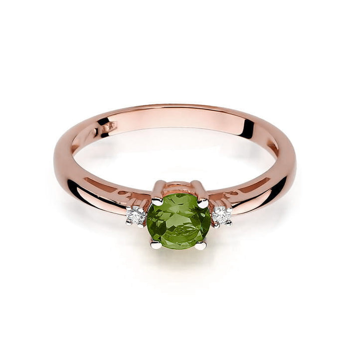 Inel Aur 14K cu Peridot 0.60 ct si Diamante 0.03 ct - Roz