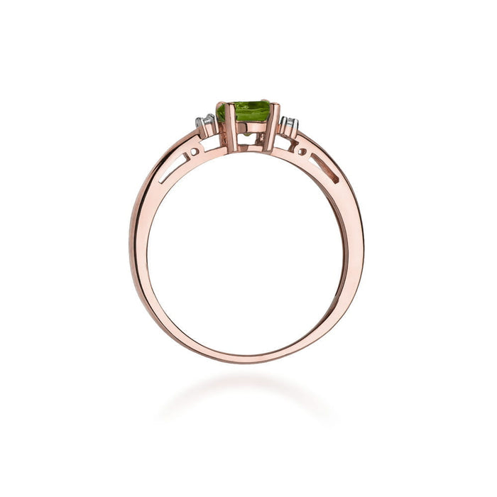 Inel Aur 14K cu Peridot 0.60 ct si Diamante 0.03 ct - Roz