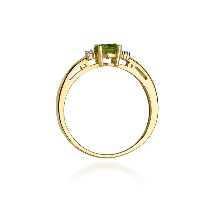 Inel Aur 14K cu Peridot 0.60 ct si Diamante 0.03 ct - Galben