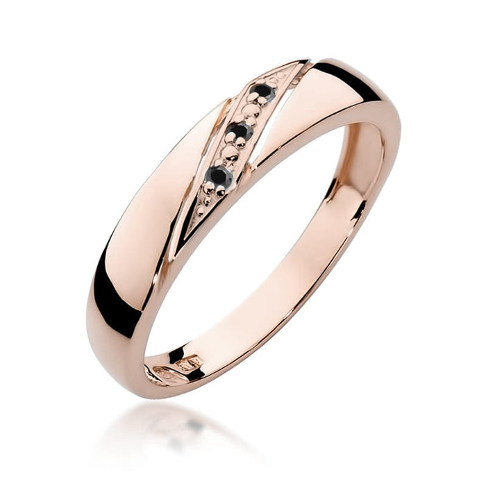 Inel Aur 14K cu Diamante Naturale Negre 0.015 ct