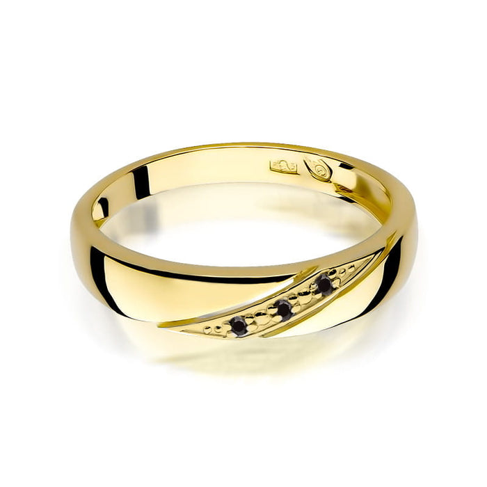 Inel Aur 14K cu Diamante Naturale Negre 0.015 ct