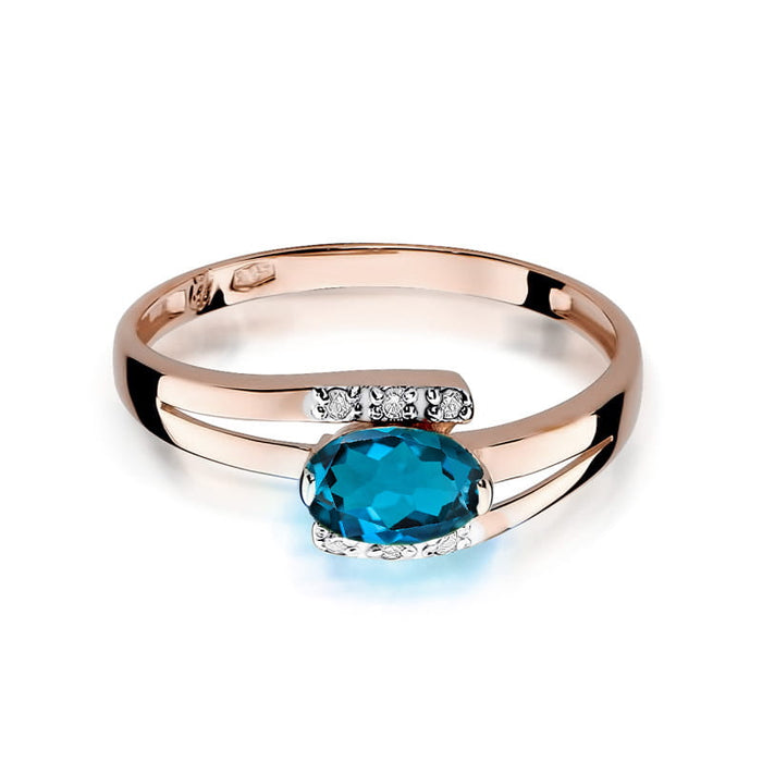 Inel Aur 14K W119 Topaz London Blue 0.50ct