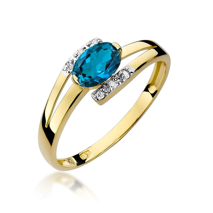 Inel Aur 14K W119 Topaz London Blue 0.50ct
