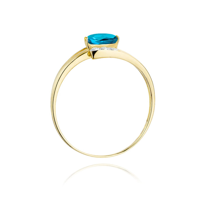 Inel Aur 14K W119 Topaz London Blue 0.50ct