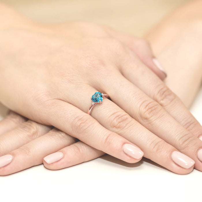 Inel Aur 14K cu Topaz Swiss 1.20 ct si Diamante Naturale 0.03 ct