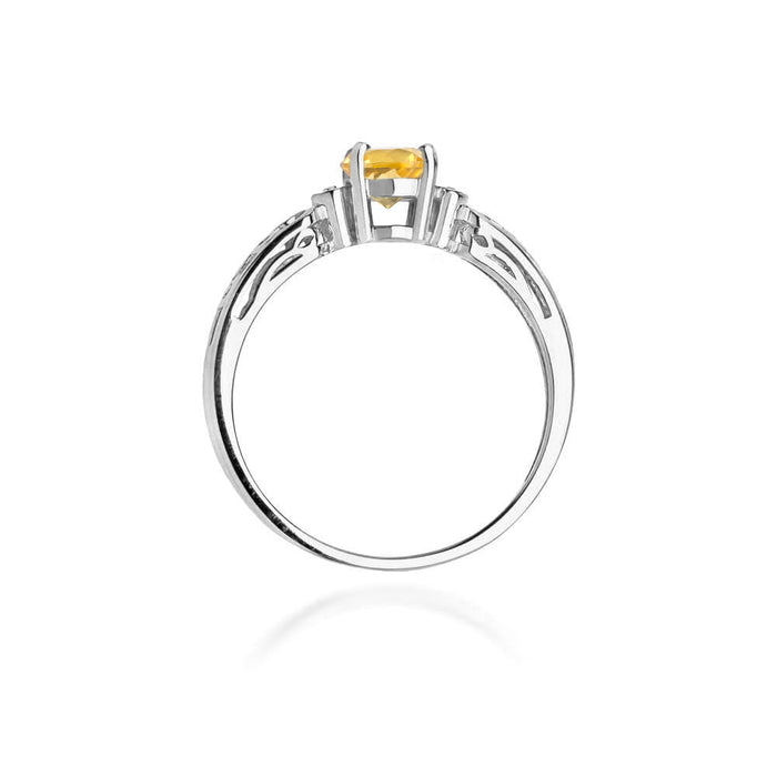 Inel Aur 14K cu Citrin 0.50 ct si Diamante Naturale Naturale 0.02 ct