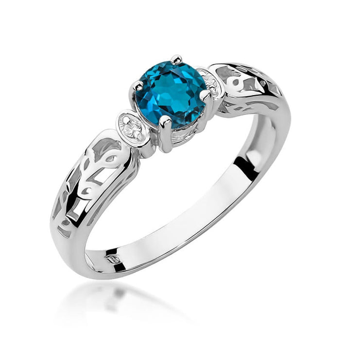 Inel Aur 14K W014 Topaz London Blue 0.50ct