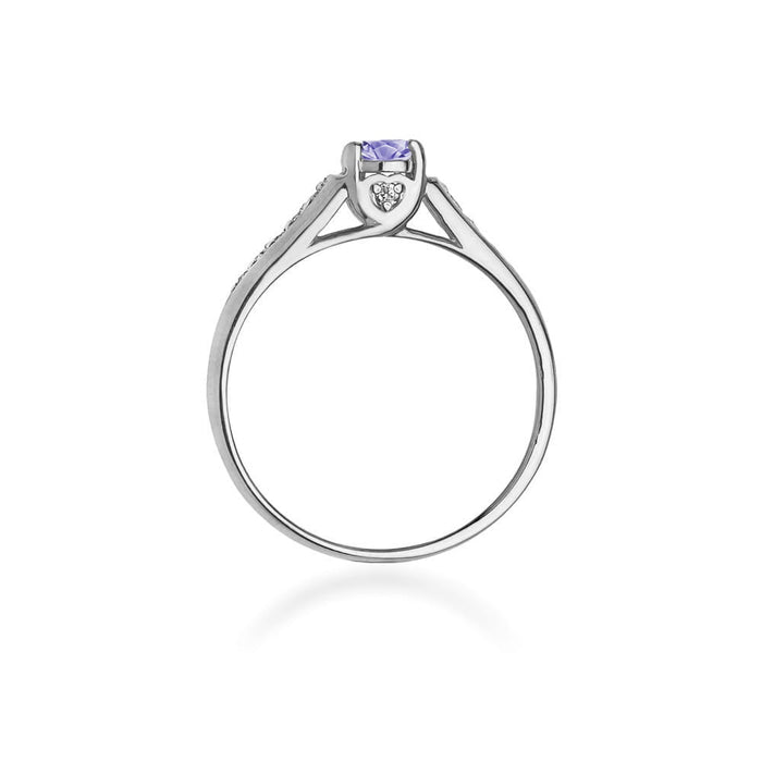 Inel Aur 14K cu Tanzanit 0.30 ct si Diamante Naturale 0.10 ct