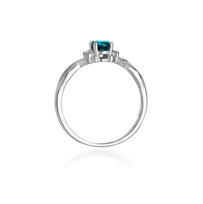 Inel Aur 14K cu Topaz London Blue 0.50 ct si Diamante Naturale 0.05 ct