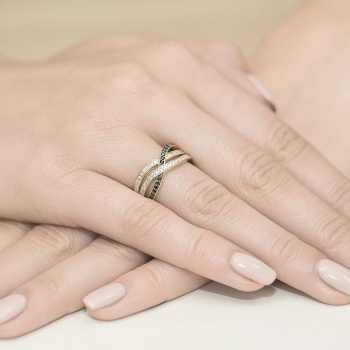 Inel Aur 14K cu Diamante Negre 0.27 ct