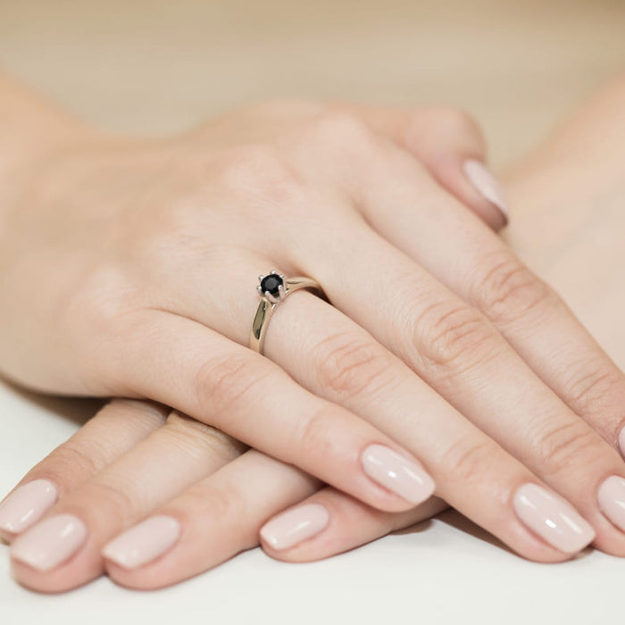 Inel Aur 14K W222B Diamant Negru 0.30ct