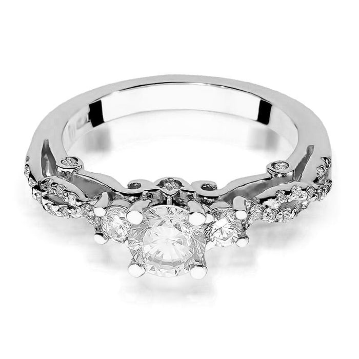 Inel Aur 14K cu Safir Alb 0.60 ct si Diamante Naturale Naturale 0.33 ct