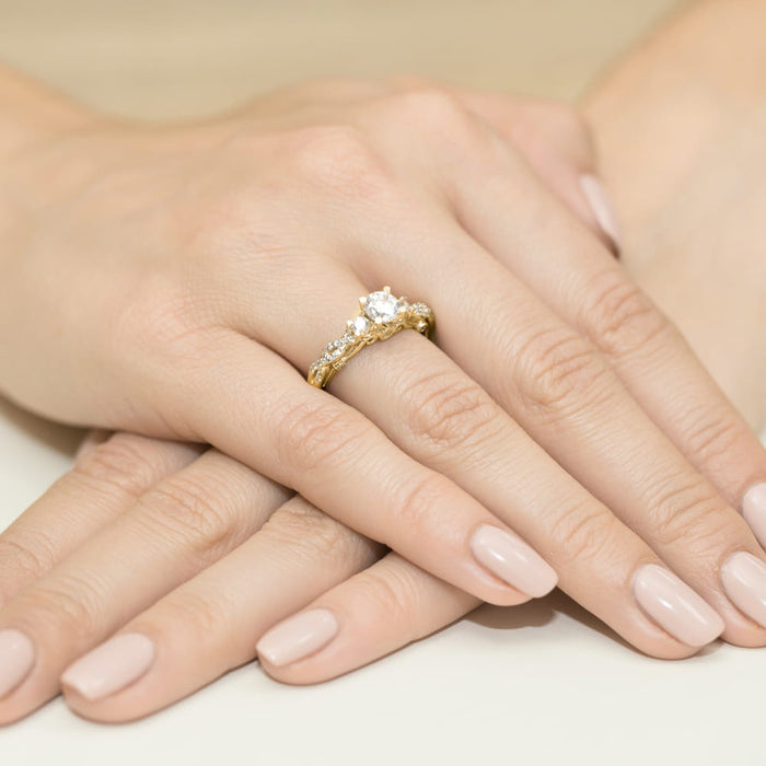 Inel Aur 14K cu White Sapphire 0.50 ct si Diamante Naturale 0.34 ct