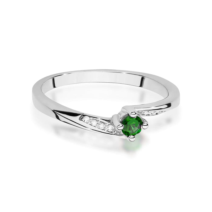 Inel Aur 14K cu Smarald 0.15 ct si Diamante Naturale 0.04 ct