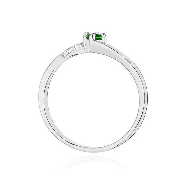 Inel Aur 14K cu Smarald 0.15 ct si Diamante Naturale 0.04 ct