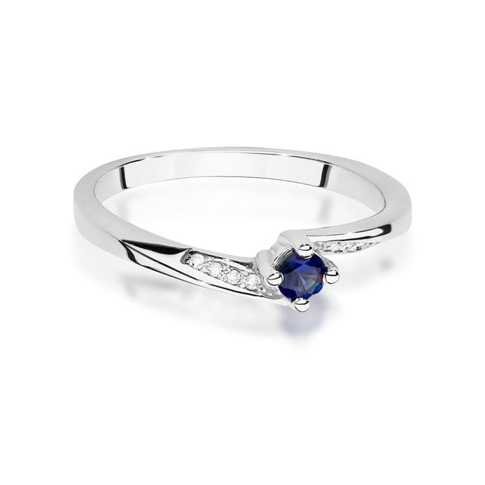 Inel Aur 14K cu Safir 0.15 ct si Diamante Naturale 0.04 ct
